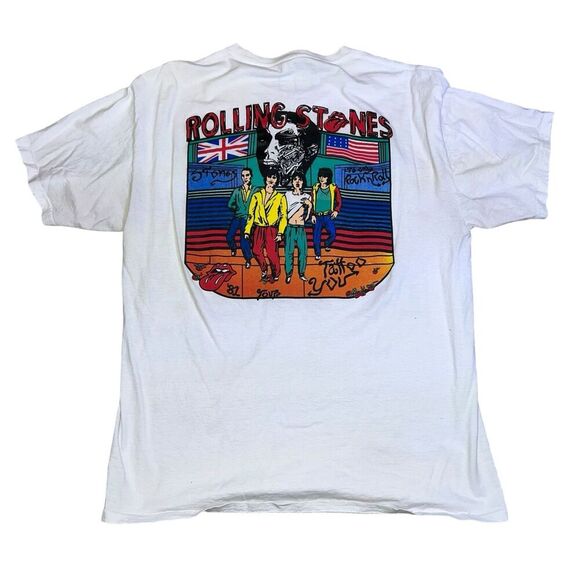 Rolling Stones 1981 Tour Shirt Size Large White Reprint Colorful - Picture 2 of 7